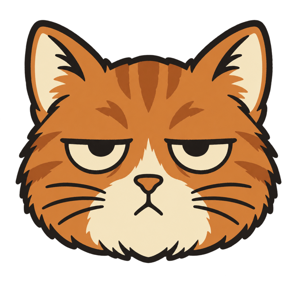 Unimpressed ginger Bored Cat mascot